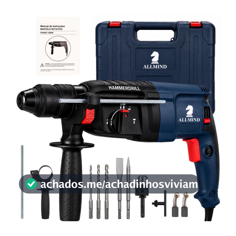 Martelete 5kg Furadeira de Impacto 1200w Rompedor Demolidor Profissional Com Acessorios
