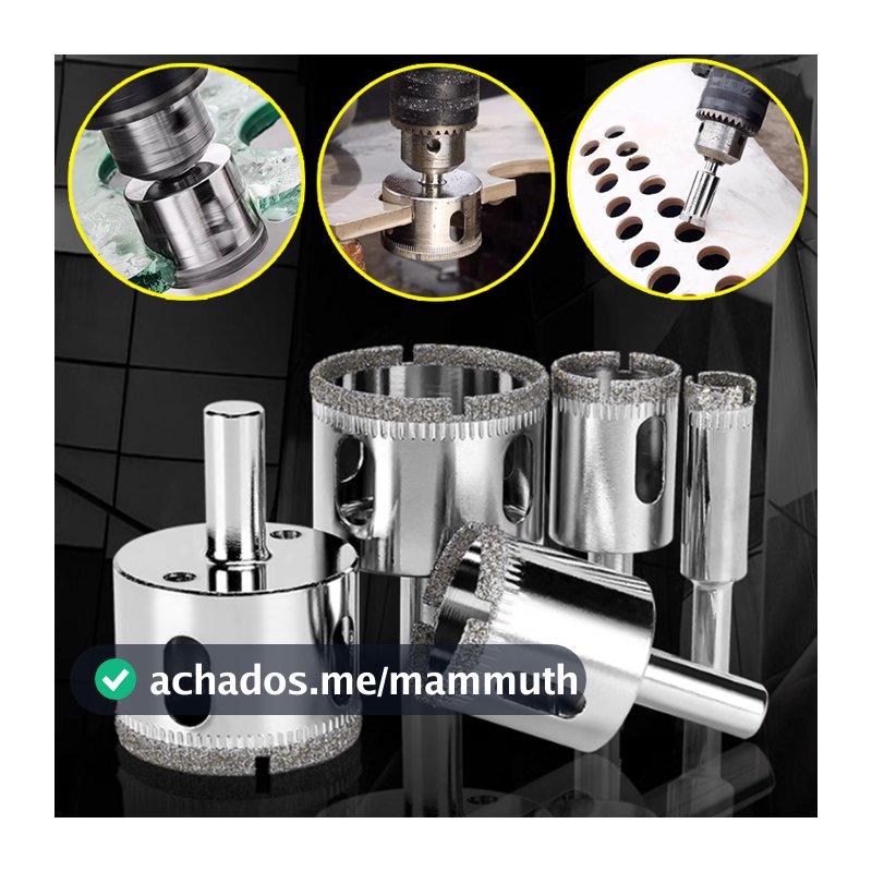 Jogo 10/15 Brocas Diamantadas Serra Copo furar Vidro Granito Ceramica 6 a 50 mm kit ferramentas