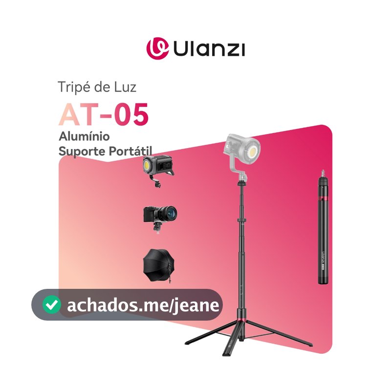 ULANZI AT-05 Tripé de Luz 2m em Alumínio, Suporte Portátil para Câmera e Smartphone, Ideal para Vlog e Viagem