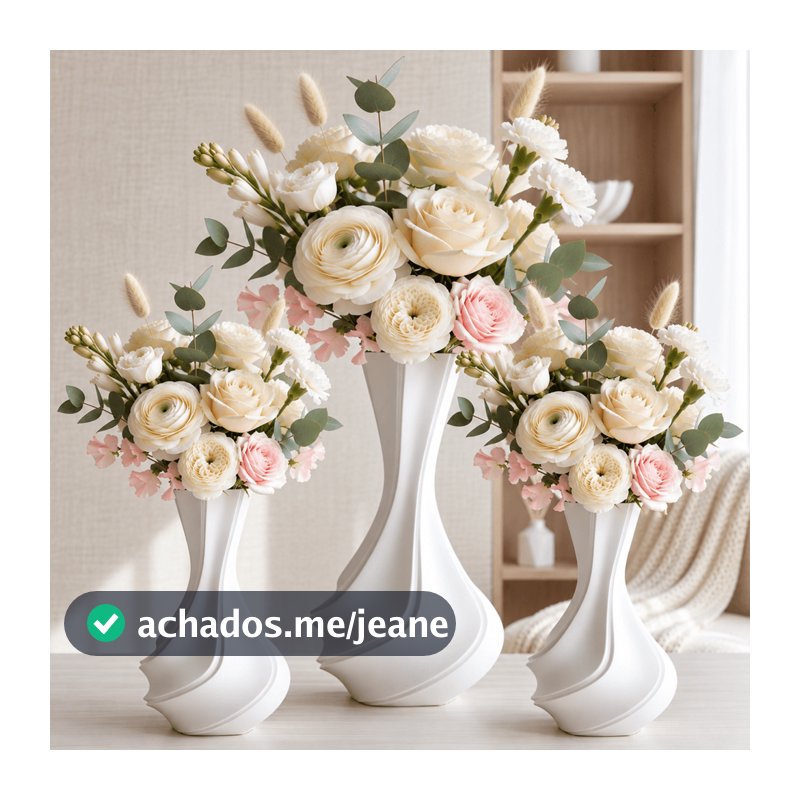 Kit 3 Vasos Decorativos 3D Geométrico - Decoração Mesa Rack Casa Escritório