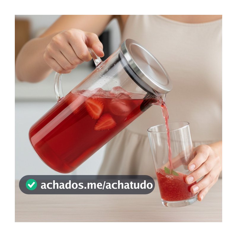 Jarra Vidro Borossilicato 1.1L Tampa Inox Resistente