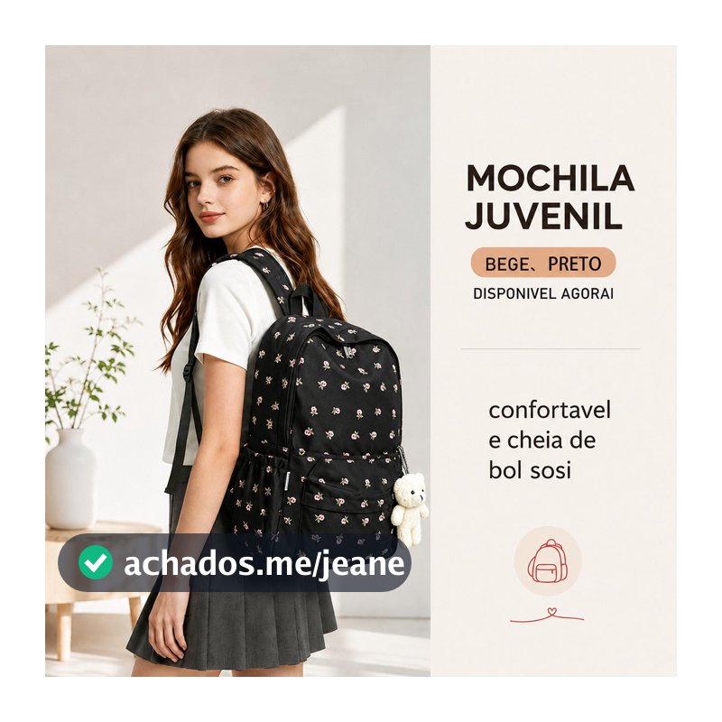 JAMI JAMI Mochila durável diária, bolsos funcionais e alças acolchoadas para guardar livros e materiais escolares X012