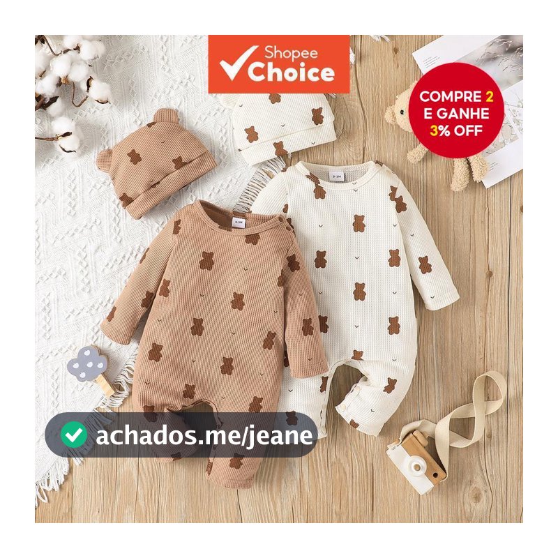 Adorável Conjunto De Macacão De Urso Para Bebês De 0 A 18 Meses , Manga Comprida Com Chapéu De Presente , Roupa Unissex