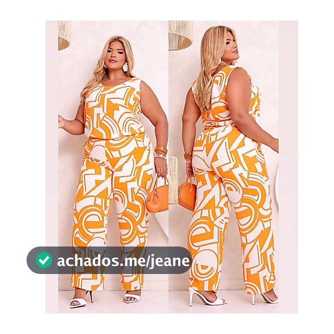 Conjunto feminino de calça pantalona com blusa regata plus size social