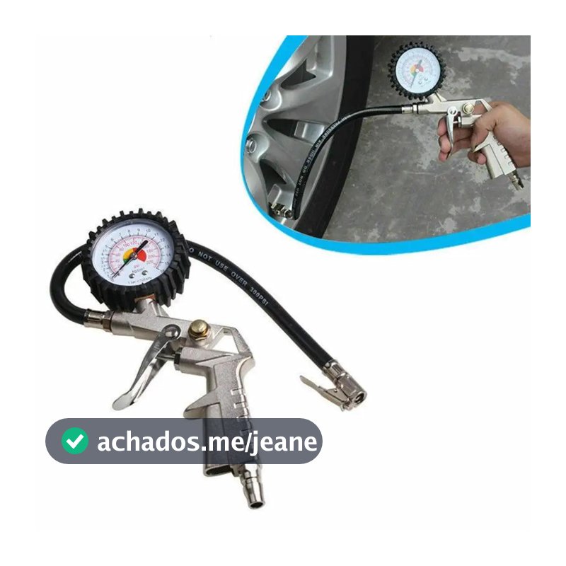 Calibrador E Inflador De Pneus Profissional Com Manômetro 220 PSI/16BAR Encaixe Rosca
