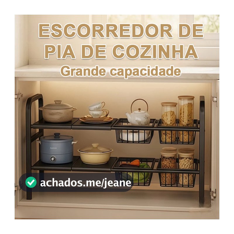 Prateleira Retrátil de Cozinha com Cestos | Aço Resistente para Debaixo da Pia