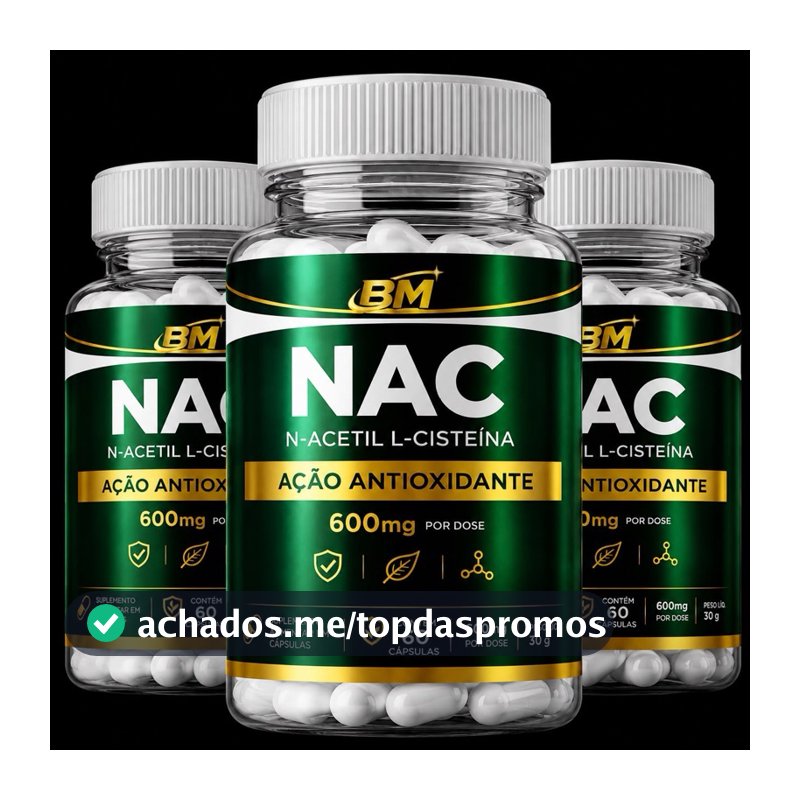 Kit 3 NAC 600mg N-Acetil L-Cisteína 60 Cápsulas Antioxidante Suplementos