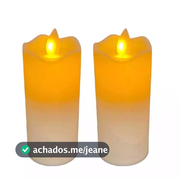 Kit 2 Velas Led Eletrônica Lisa Vela Chama Fogo Realista A Pilha