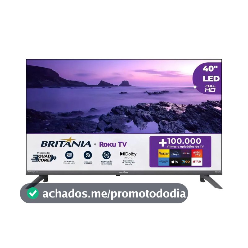 Smart TV 40” Britânia B40CRA Full HD Wi-Fi HDMI USB Conversor Digital