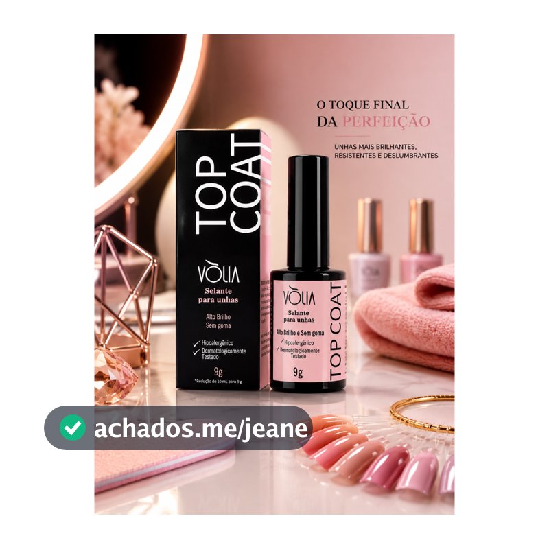 Top Coat Vòlia 9g Selante para Unhas Alto Brilho Sem Goma Finalizador
