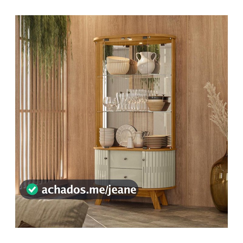 Cristaleira 2 Portas 2 Gavetas 90,5cm com Espelho Moss Madetec