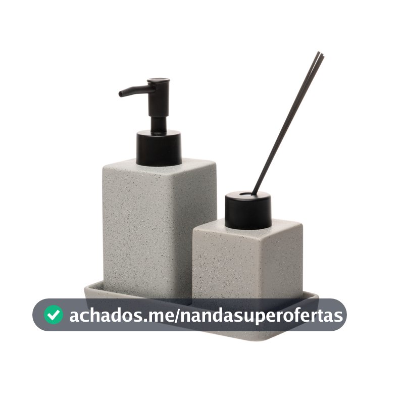 Kit Banheiro Cerâmica 3 Peças Granilite Quadratto Dispenser