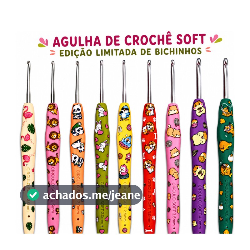 AGULHA DE CROCHÊ SOFT EMBORRACHADA DE BICHINHOS - CÍRCULO - EDIÇÃO LIMITADA