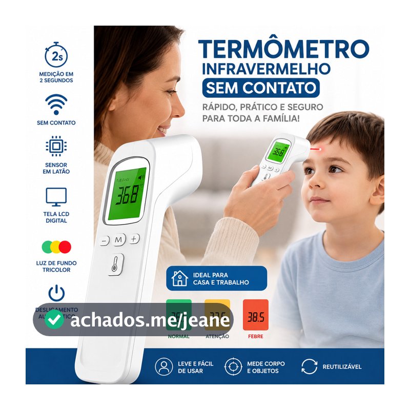 Termômetro Digital Infravermelho Testa Sem Contato Medidor Febre Precisão