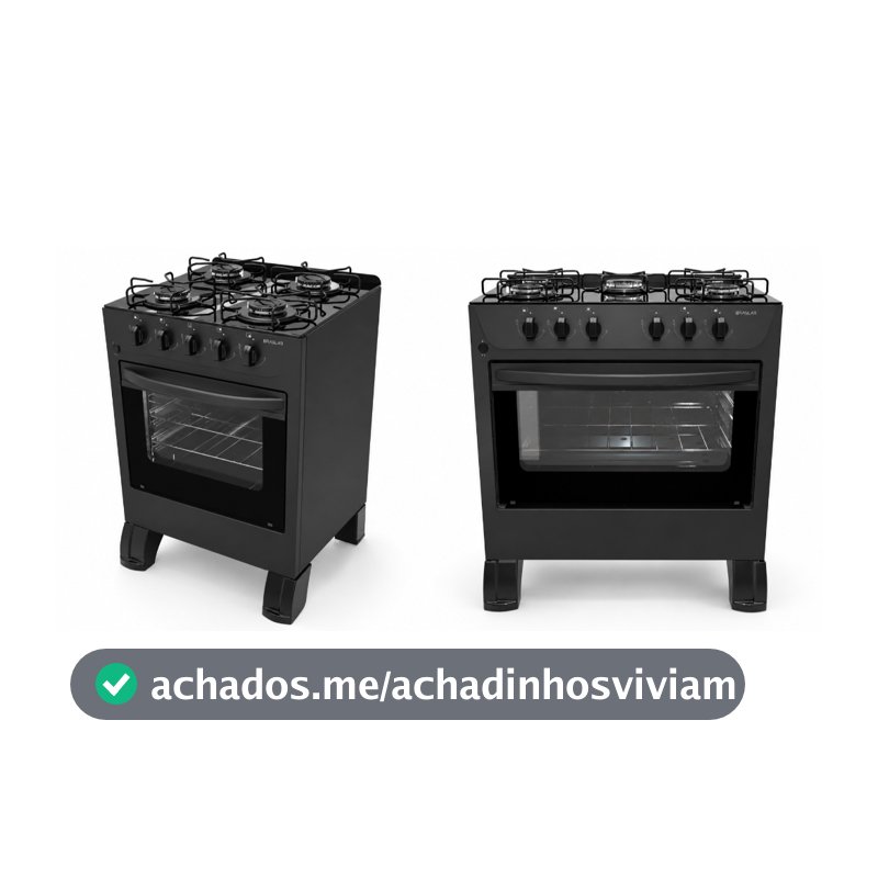 Fogão De Piso á Gás Braslar Carina 4 e 5 bocas Preto com Mesa de Vidro Acendimento Automático