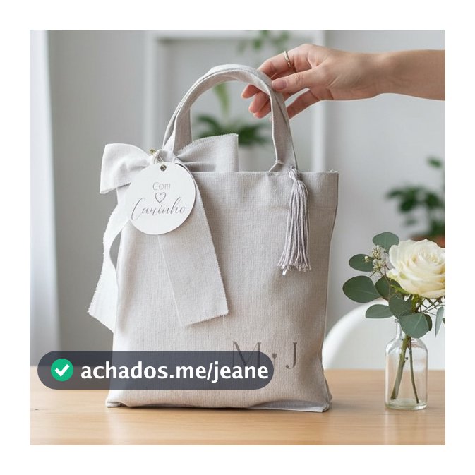 Sacola Lembrança para Padrinhos Casamento Personalizada com Iniciais – Natural