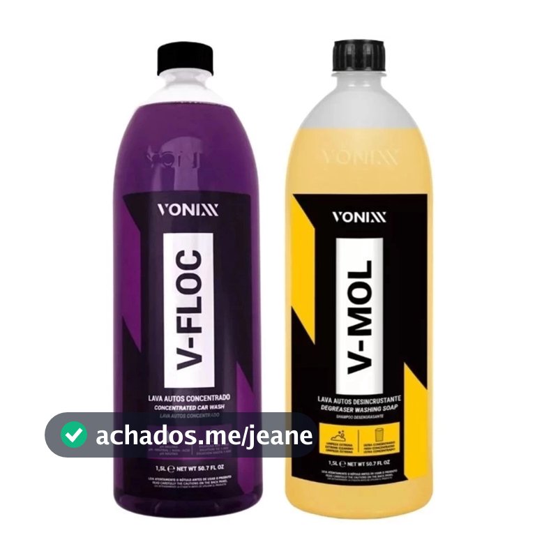Kit Shampoo Lava moto e carro tira barro V-mol 1,5L Shampoo V-floc 1,5L Vonixx