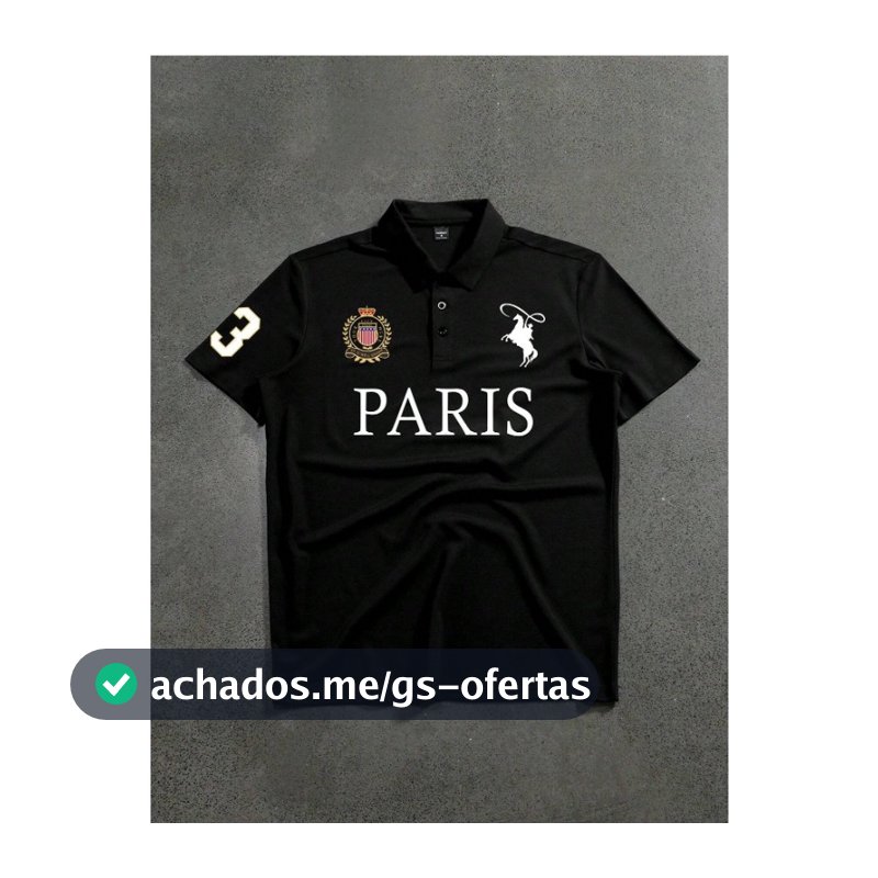 Camisa Polo Paris de Manga Curta Masculina, Casual
