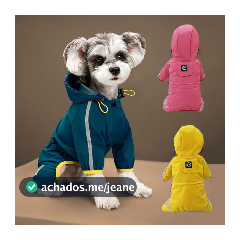 Capa De Chuva Cachorro Reflexiva À Prova D'água Para Cães Pequenos E Médios Macacão Casaco