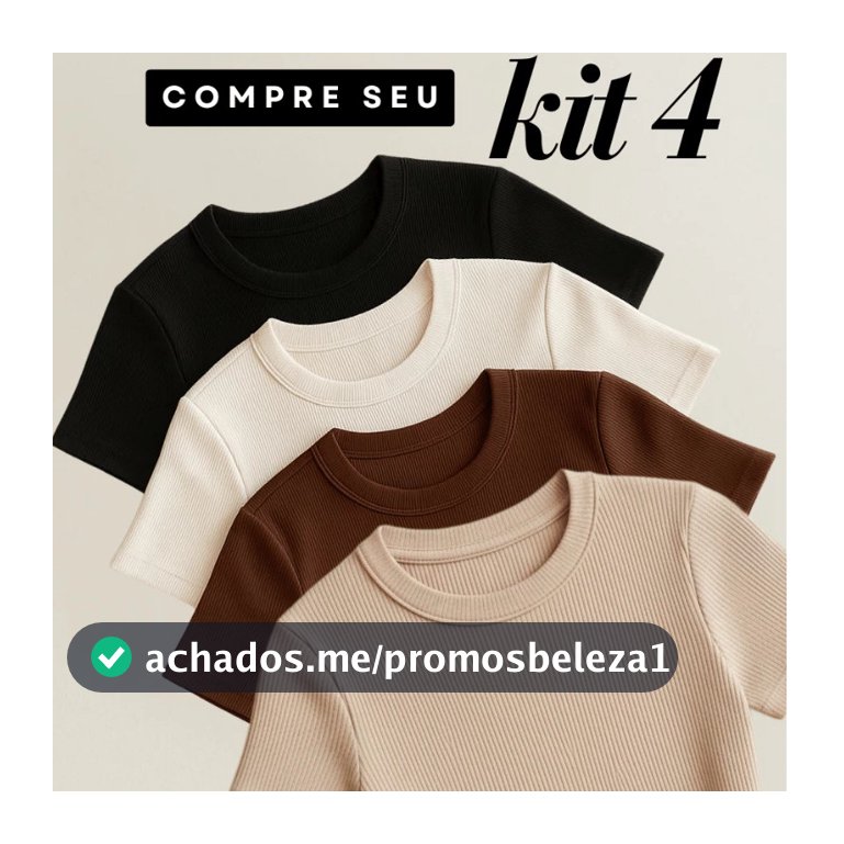 Kit 4 Blusas Feminina Ribana Canelado Básica Casual Estilosa Tendência Verão
