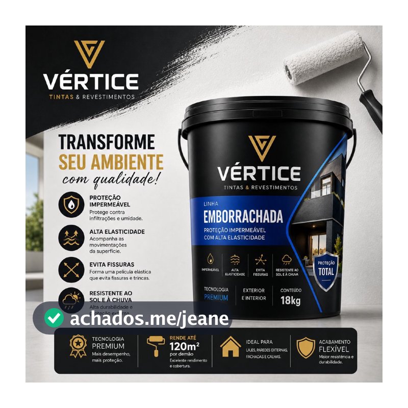 Tinta Emborrachada Impermeável 18Kg Vértice - Premium Interna e Externa Fosca Anti Umidade Proteção