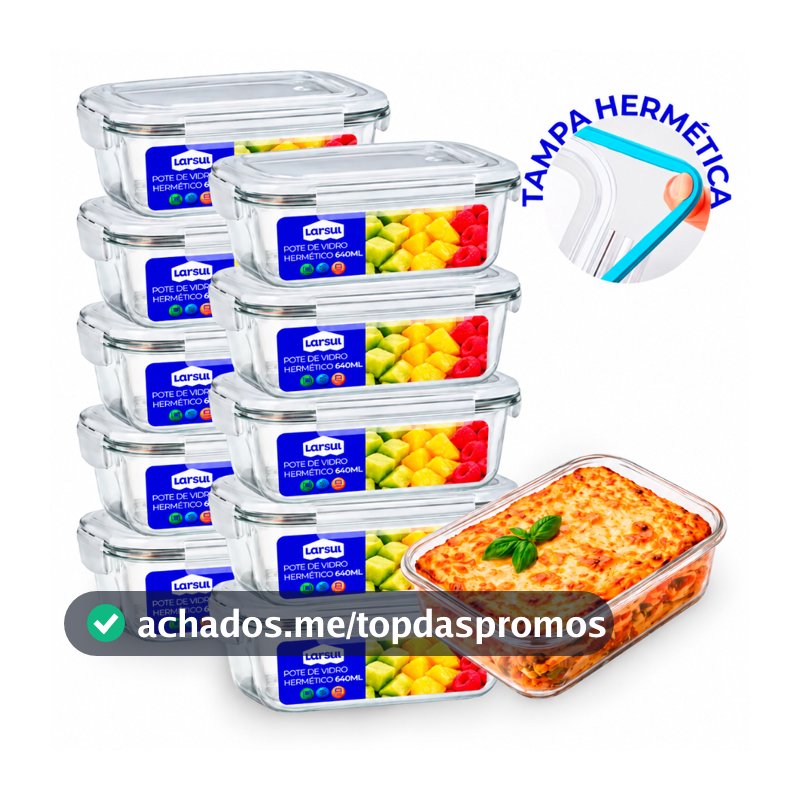 Conjunto 2/3/5/10 Potes 370/640/640ml Vidro Hermético Mantimentos Marmita Fitness