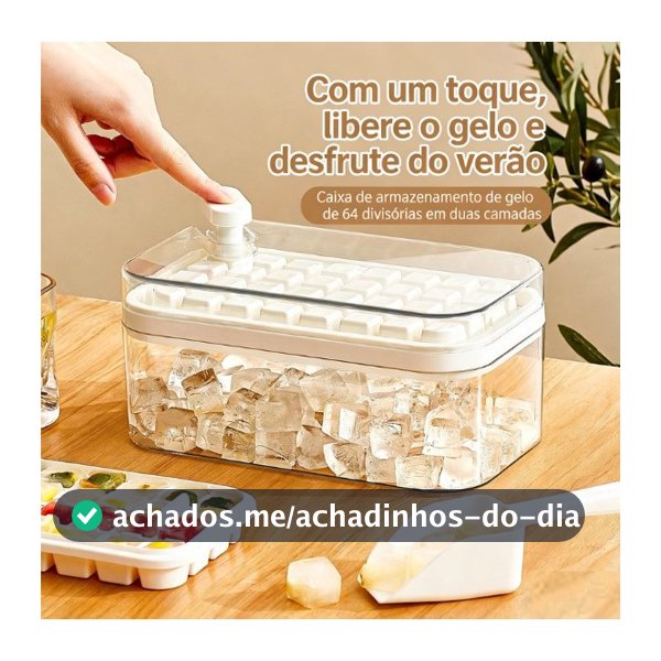 Conjunto de Gelo 64 Unidades Duas Camadas | Gelo na Hora, Produz e Armazena Tudo em Um Kit