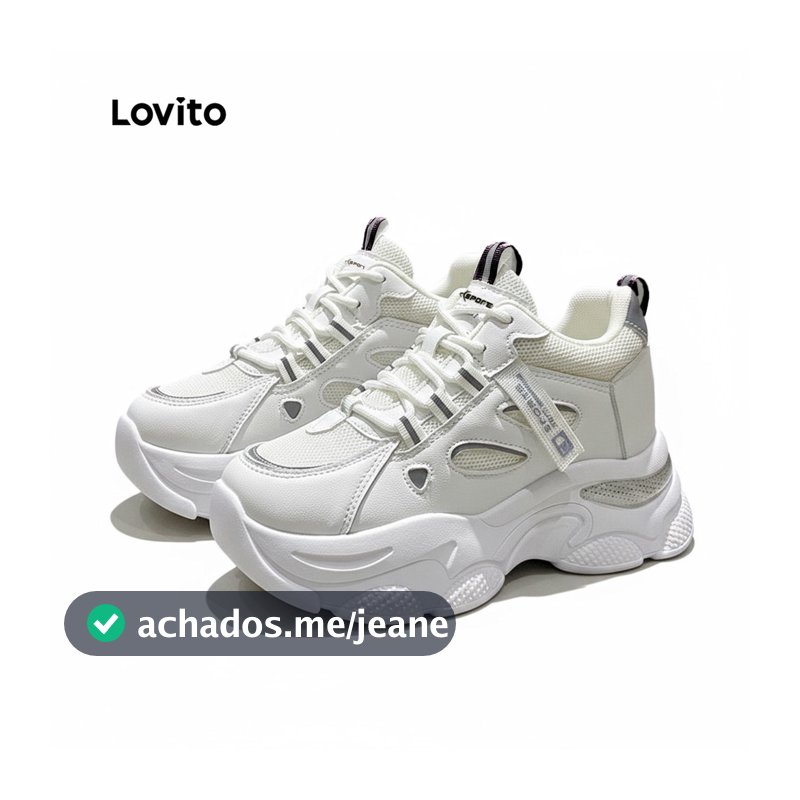 Lovito Tênis Esportivo Casual Para Uso Diário Ao Ar Livre Estilo Coreano Liso Respirável Com Interior Em Mesh Solado Grosso Antiderrapante Cano Alto Para Pickleball Para Mulheres LFA57278