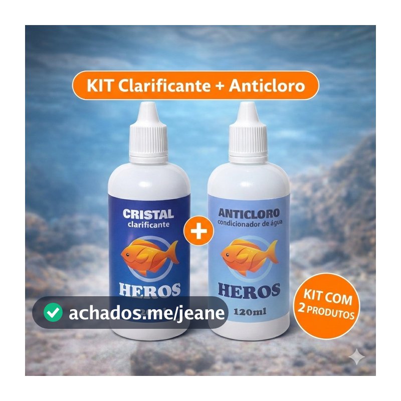 Kit Clarificante 120ml e Anticloro 120ml - Água Cristalina e Segura para Seus Peixes