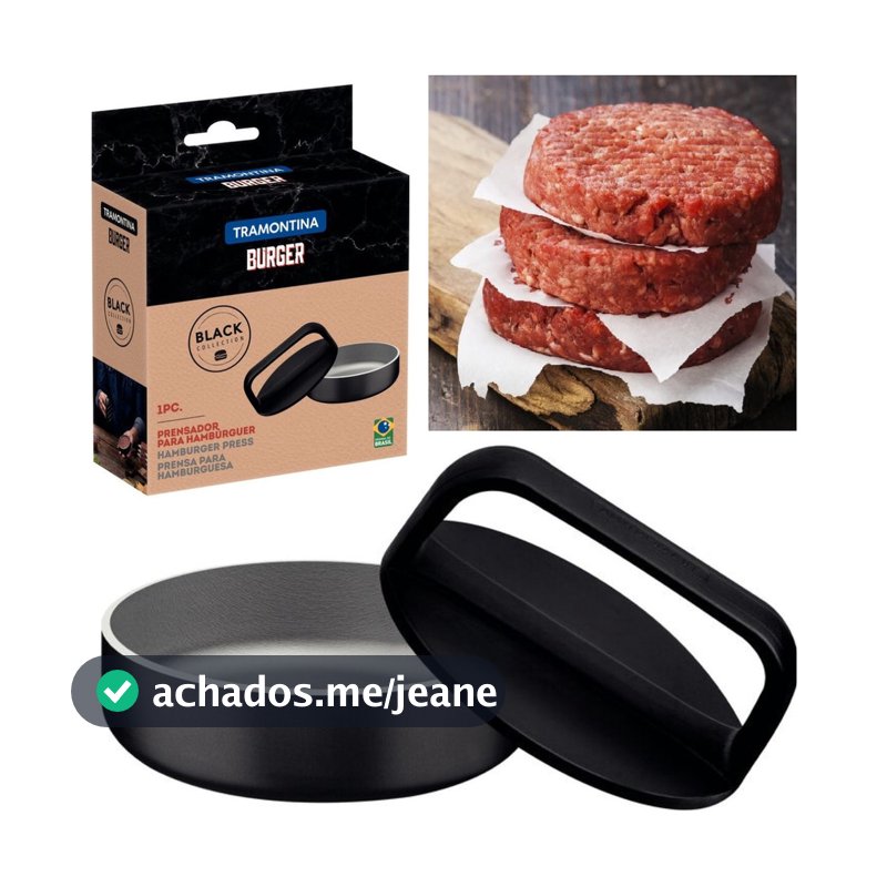 Prensador e Modelador de Hambúrguer Tramontina Black Burger Forma Antiaderente Carne Caseira Vegana