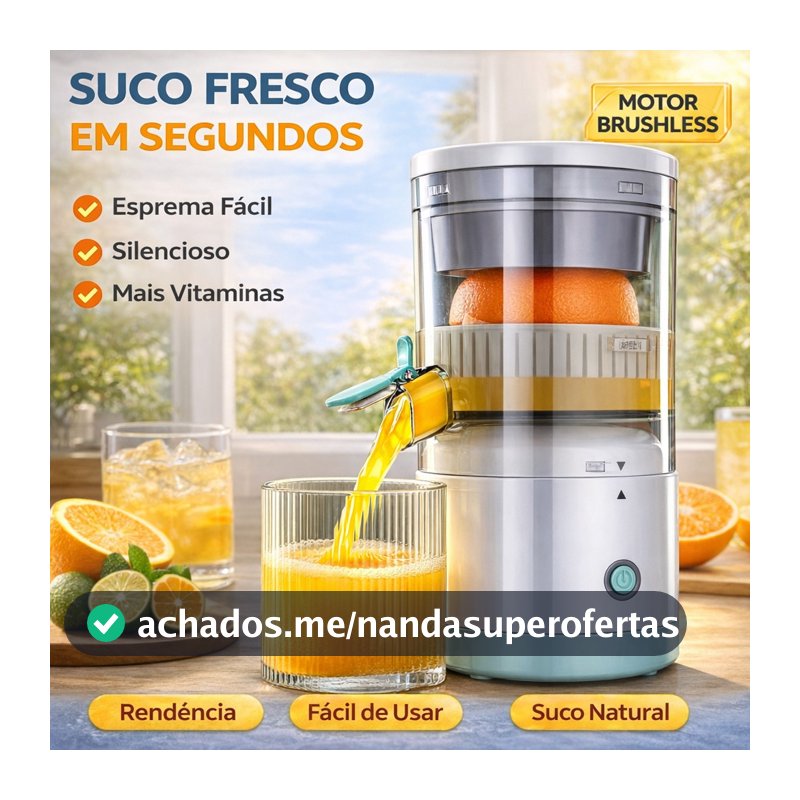 Espremedor Elétrico de Frutas Automático | Laranja, Limão e Multifrutas | Suco Natural Rápido | Elétrico Silencioso