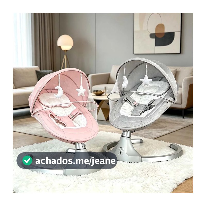 Cadeira de Balanço para Bebê com Controle Remoto, Música e Mosquiteiro | Cadeira de Descanso Infantil