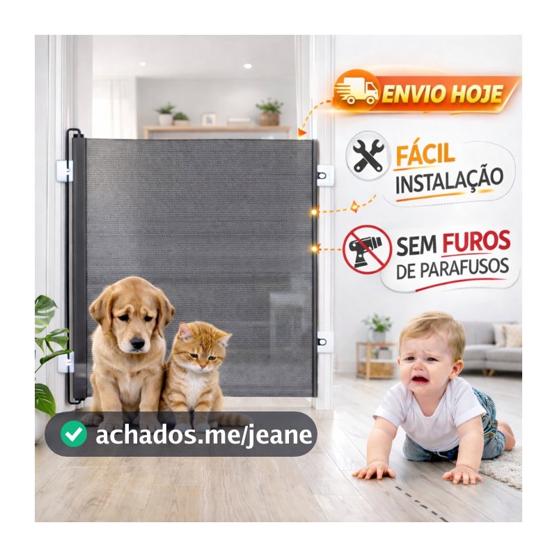 Tela Portão Barreira Separador de Proteção para Cachorro Gato Bebê Cerca Ajustável Anti-pulo Tela Pet Retrátil