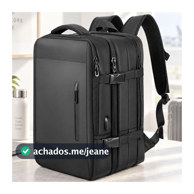 Mochila de Viagem Expansível Grande Notebook Executiva Preta Multifuncional Design Premium para Trabalho Faculdade