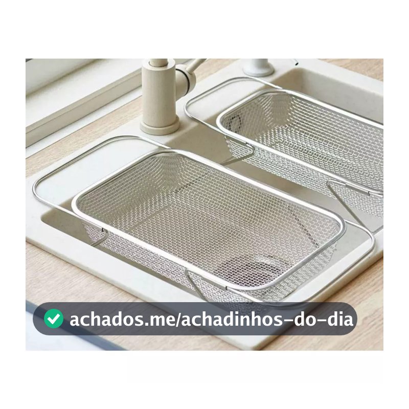 Escorredor de pia inox peneira Alça retrátil fruteira alimentos