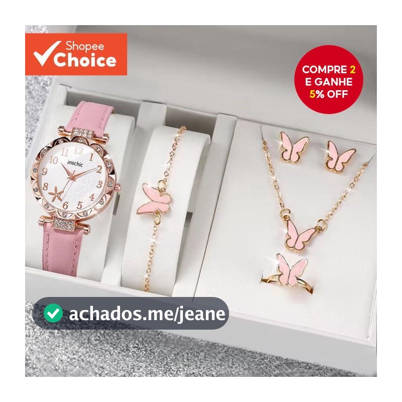Joias Femininas Elegantes E Relógio De Couro Com Pulso De Quartzo Para Mulheres , Adequado Presentear
