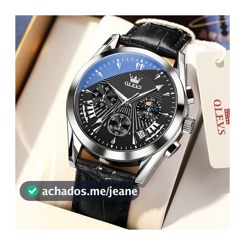 OLEVS Relógio Masculino Original À Prova D'Água Com Pulseira De Couro Casual E Executivo 2876