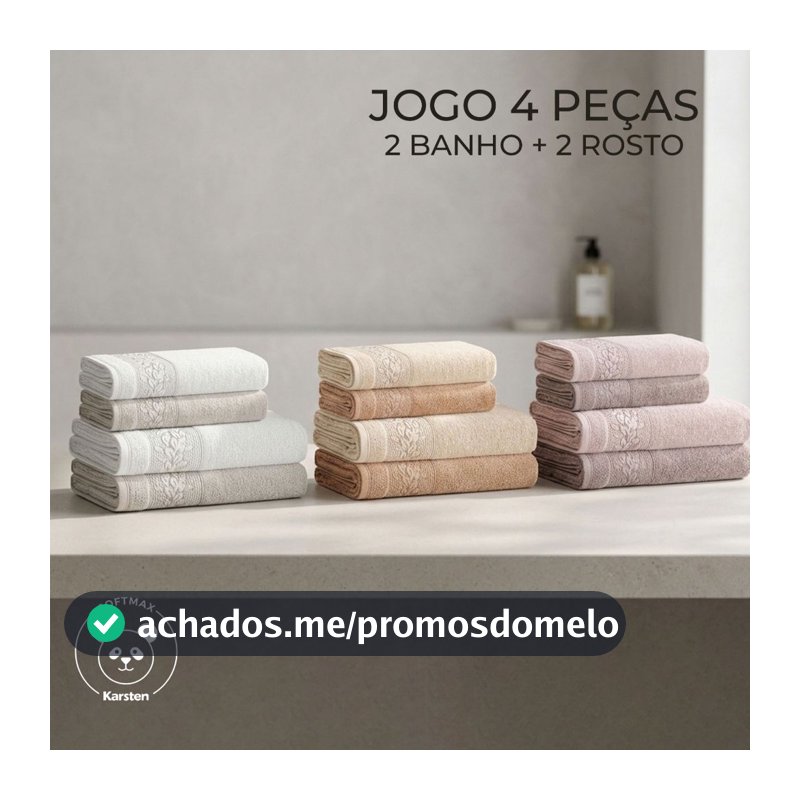 Jogo Toalha De Banho Karsten Macia E Grossa 100% Algodão Kit Banho e Rosto Barrado Floral Provence