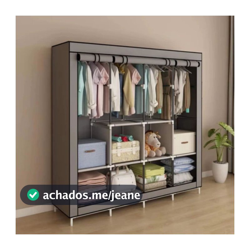 Grande Arara Guarda Roupa Dobrável Com Capa Tecido 4 Divisorias Roupeiro Organizador Roupas Armário b
