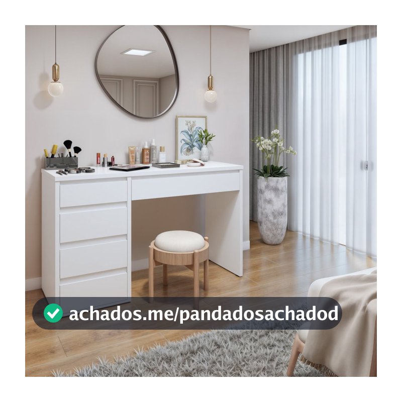 Penteadeira 5 Gavetas 100% MDF sem Espelho Giulia Yescasa Branco