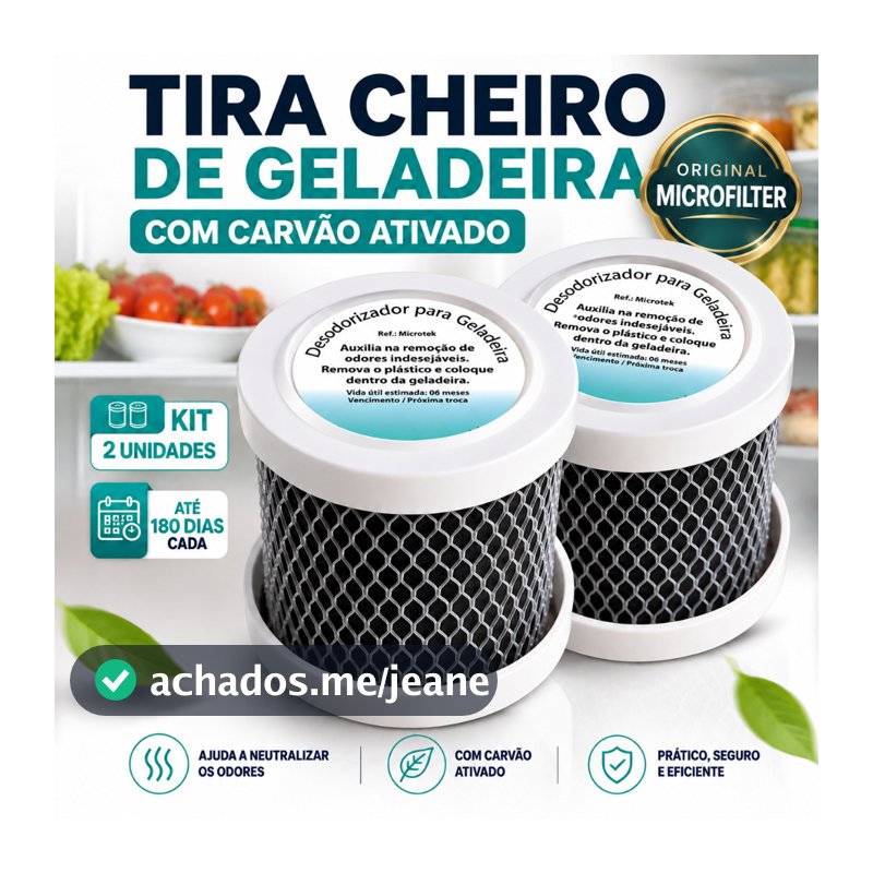 Kit 2 Tira Cheiro Geladeira Desodorizador Anti Odor Carvão Ativado