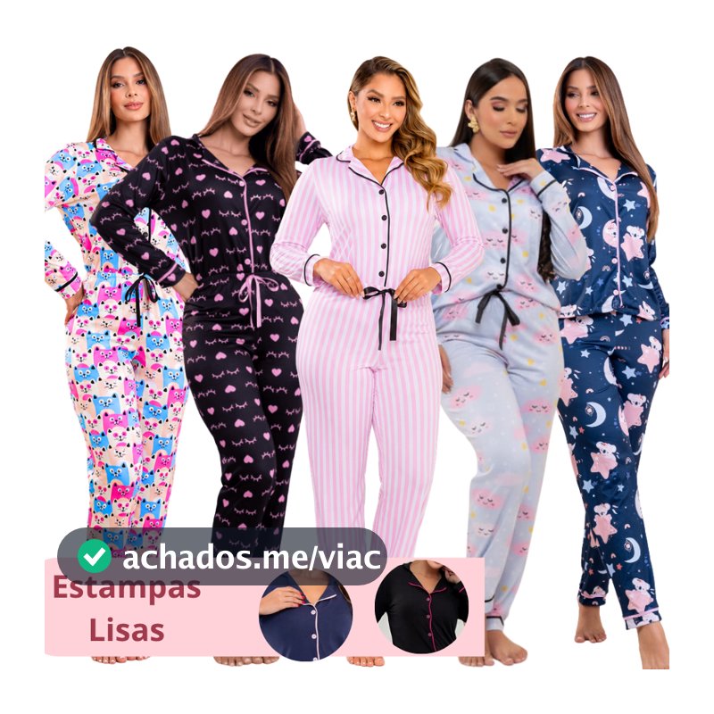 Pijama Feminino Americano  Longo Pós Cirúrgico Amamentação Inverno Stitch Estapas listra Rosa