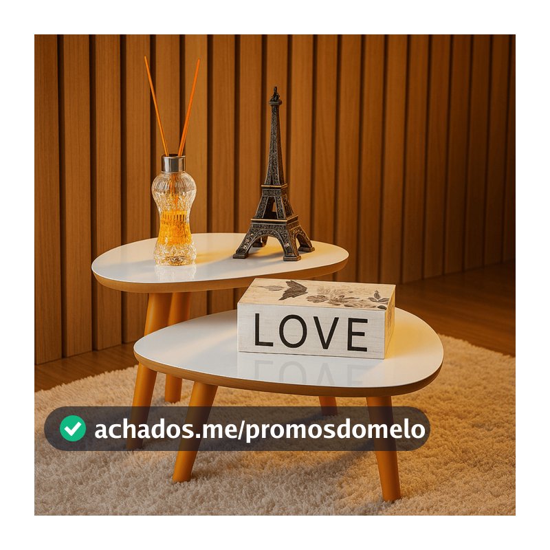 Conjunto 2 Mesas De Centro Francie Com Pés Plástico PVC Caramelo Para Sala De Estar Decorativa Elegante