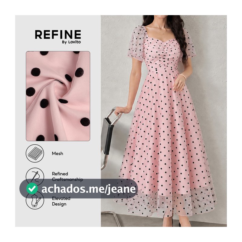 (Refine by Lovito) Vestido Elegante de Camada Dupla para Mulheres Primavera/verão Rosa Festa/Formal LR41E017