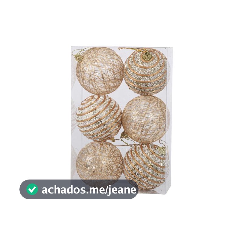 Kit 6 Bolas de Natal Rústicas Decorativas 8cm Wincy
