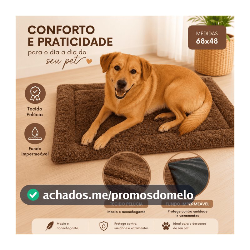 Colchonete Tapete Pet Cachorro Pelúcia Fundo Impermeável Quentinho - 01 Peça