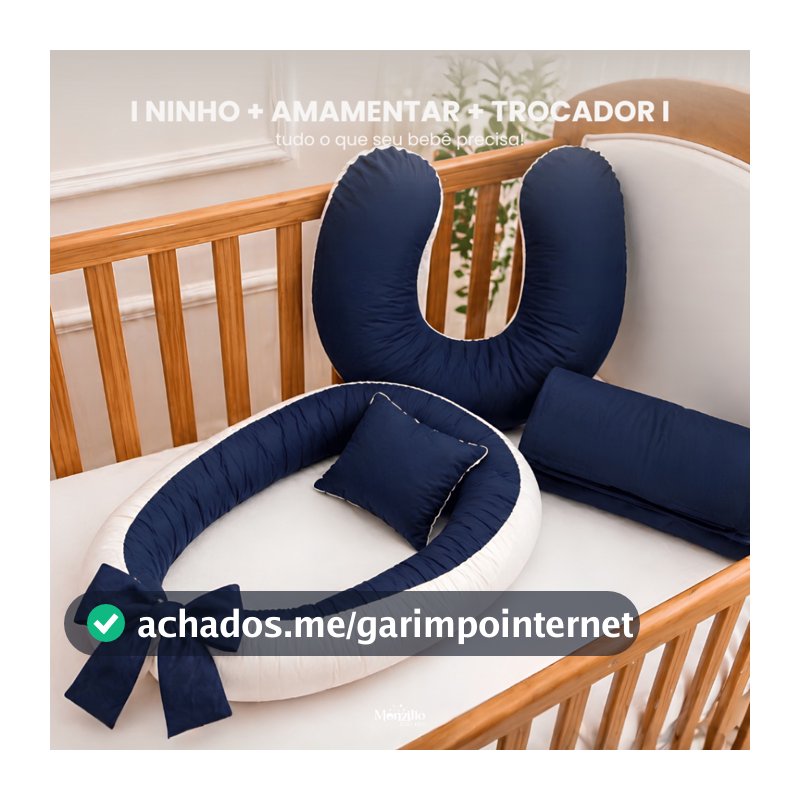 NINHO REDUTOR DE BERÇO + ALMOFADA AMAMENTAÇÃO + TROCADOR PORTÁTIL DE BEBE CORES LISAS