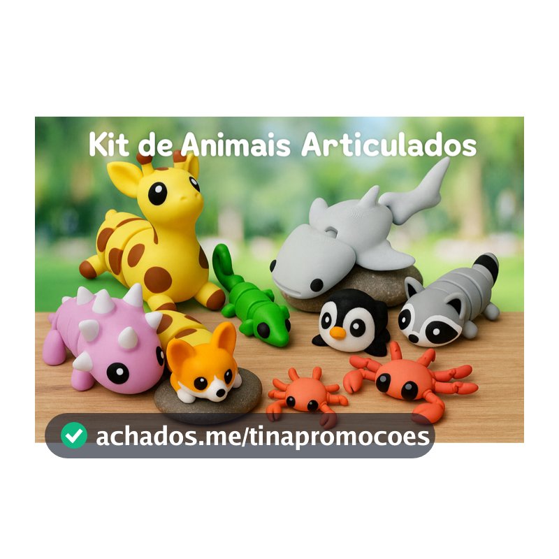 Kit Sortido - Mini Animais Flexíveis Articulados - Kit 12/16/24/32 unidades Bixinhos Chaveiro Fidget