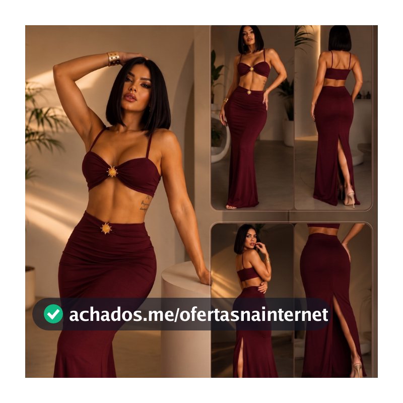 Conjunto Feminino Saia Longa Sereia e top alcinha, festas, visual sensual e elegante, moda gringa