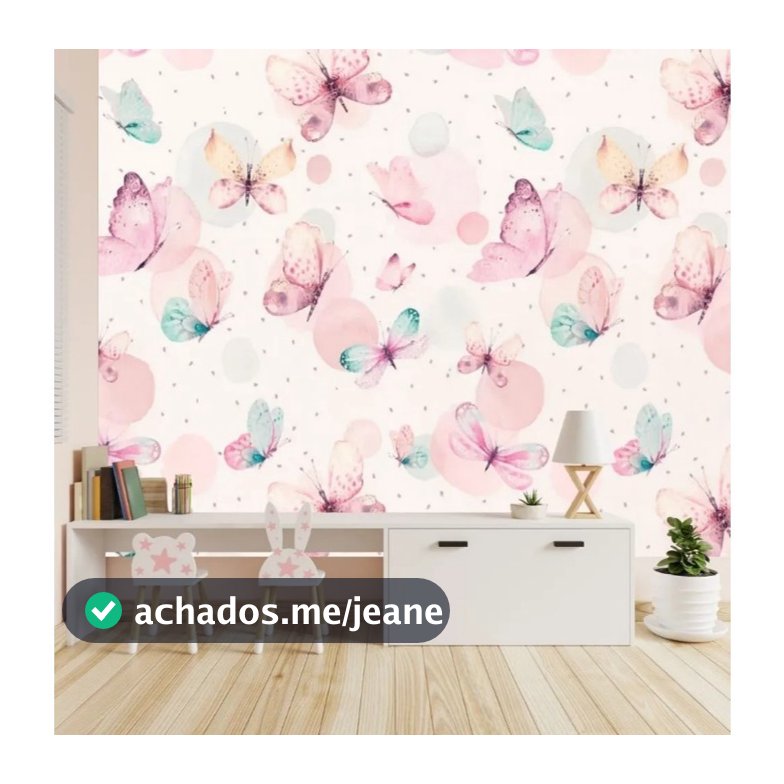 Papel de Parede Adesivo Decoração  Rolo 5 metros x 45 centímetros Decorativo Quarto Borboleta